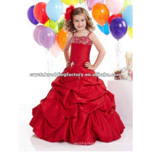 Free shipping beaded red ruched ball gown skirt custom-made pageant kid dress CWFaf4453